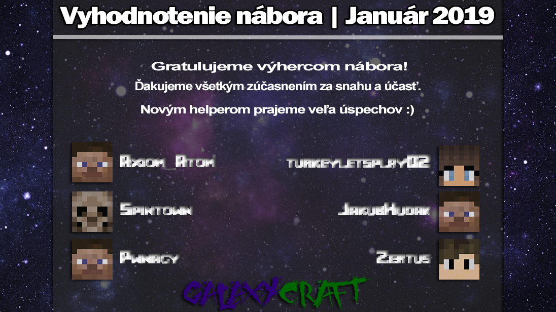 Vyhodnotenie nábora | Január 2018